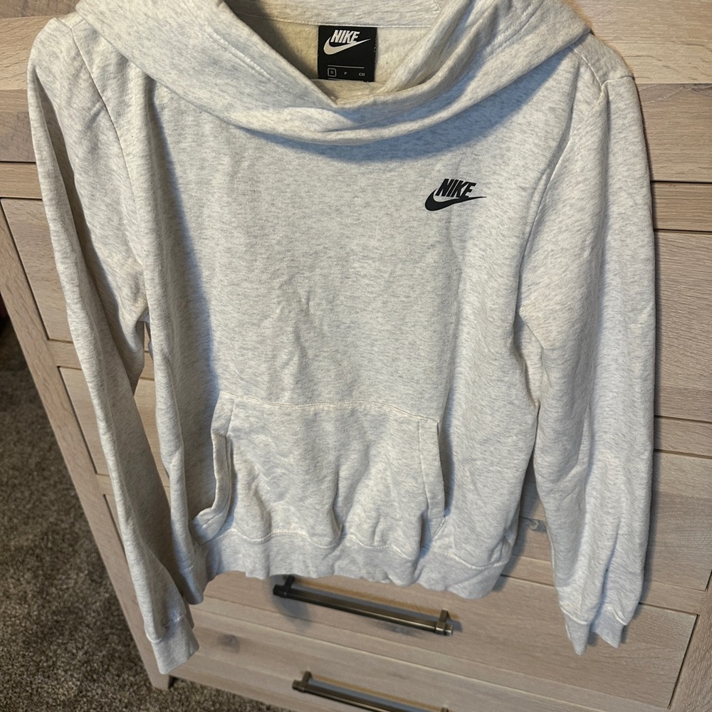 Nike Women's Light Gray Hoodie Sweater